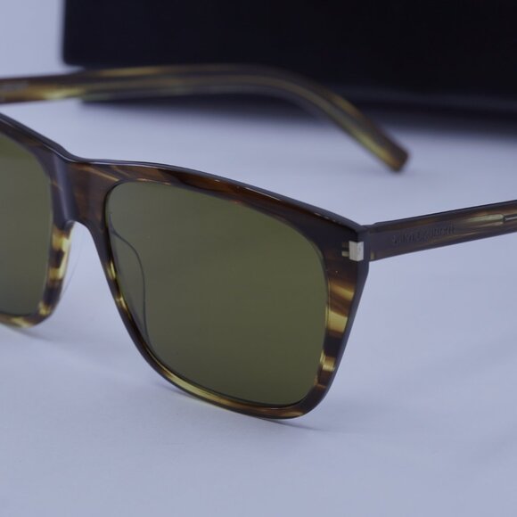 Saint Laurent SL431 SLIM 005 Square Sunglasses - Havana/Green - Picture 7 of 11
